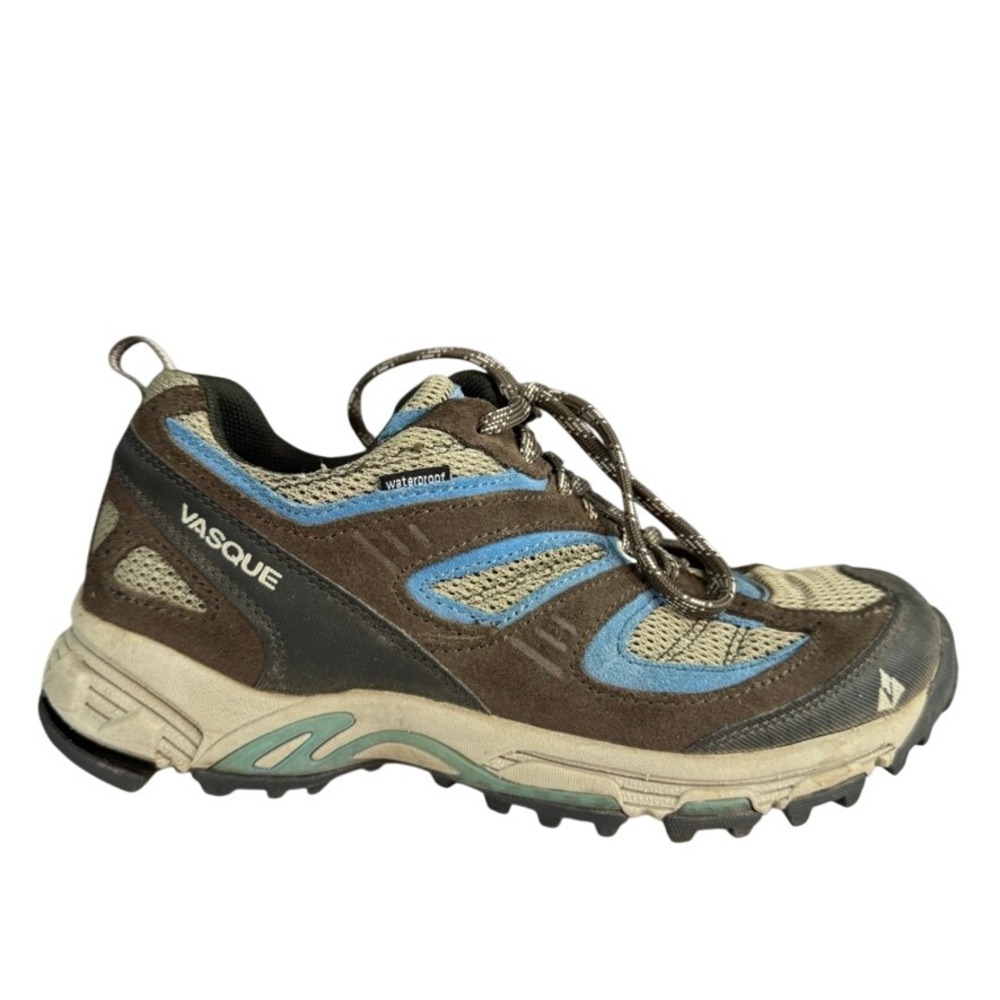 Vasque Women Brown Blue Waterproof Hiking Shoes 7017 M Leather Mesh Low Top 9M